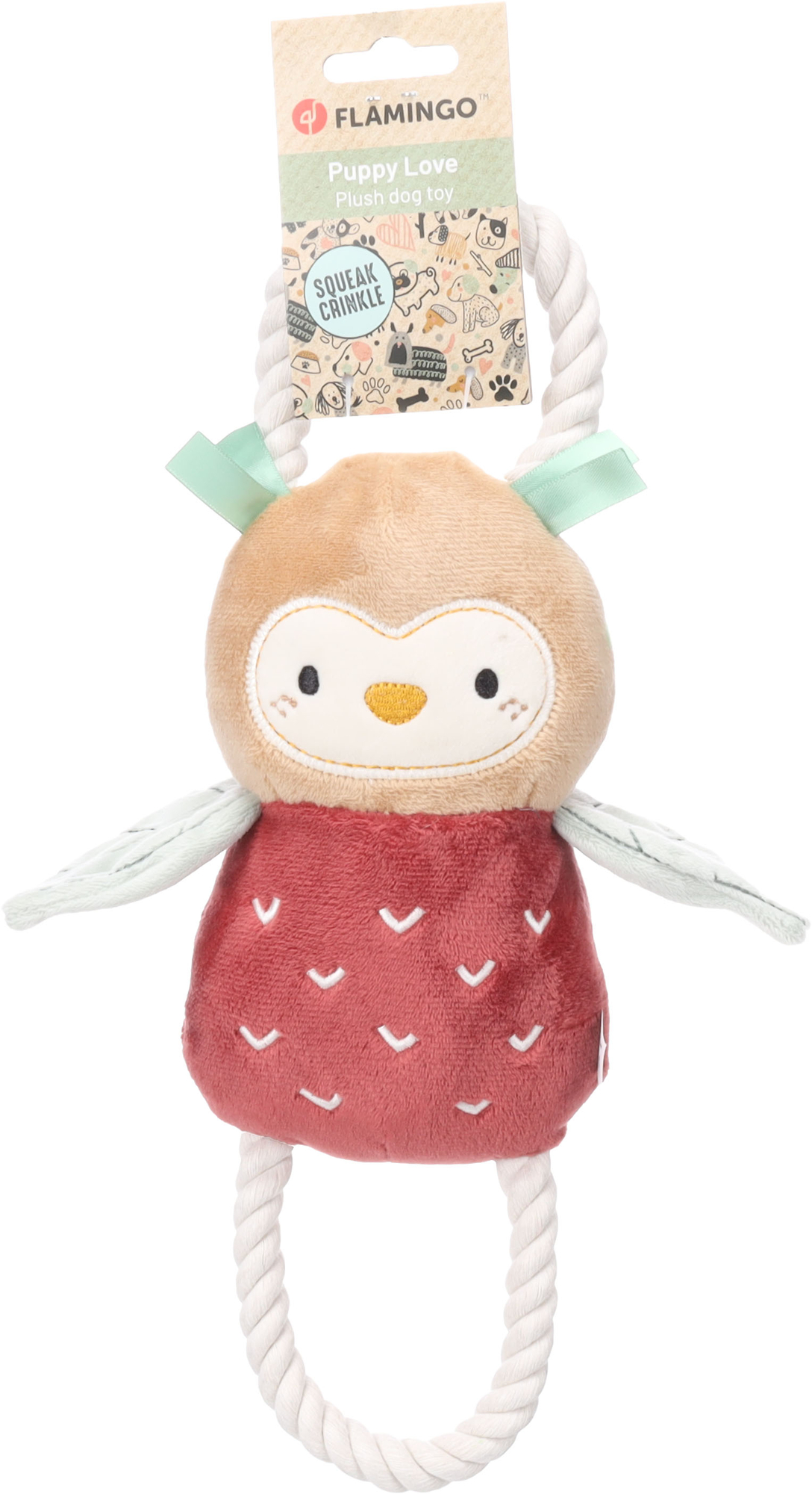 Flamingo Toy Puppy Phoebe Owl with rope Mix