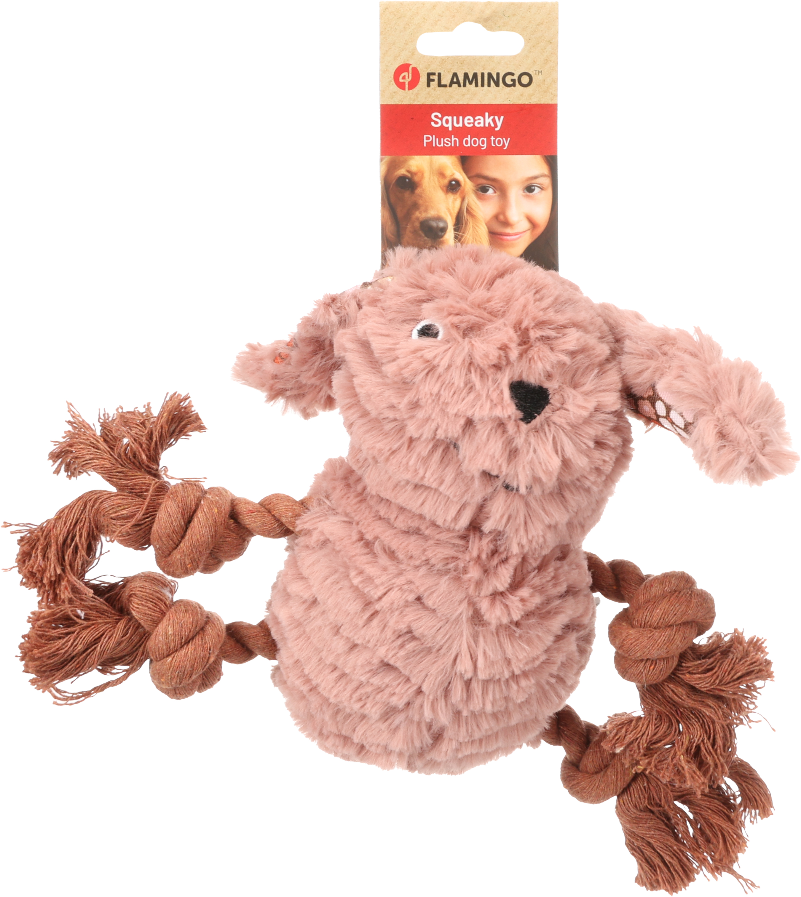 Flamingo Toy Rozette Rabbit with rope Pink