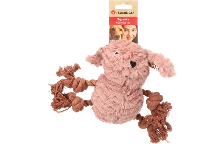 Flamingo Toy Rozette Rabbit with rope Pink