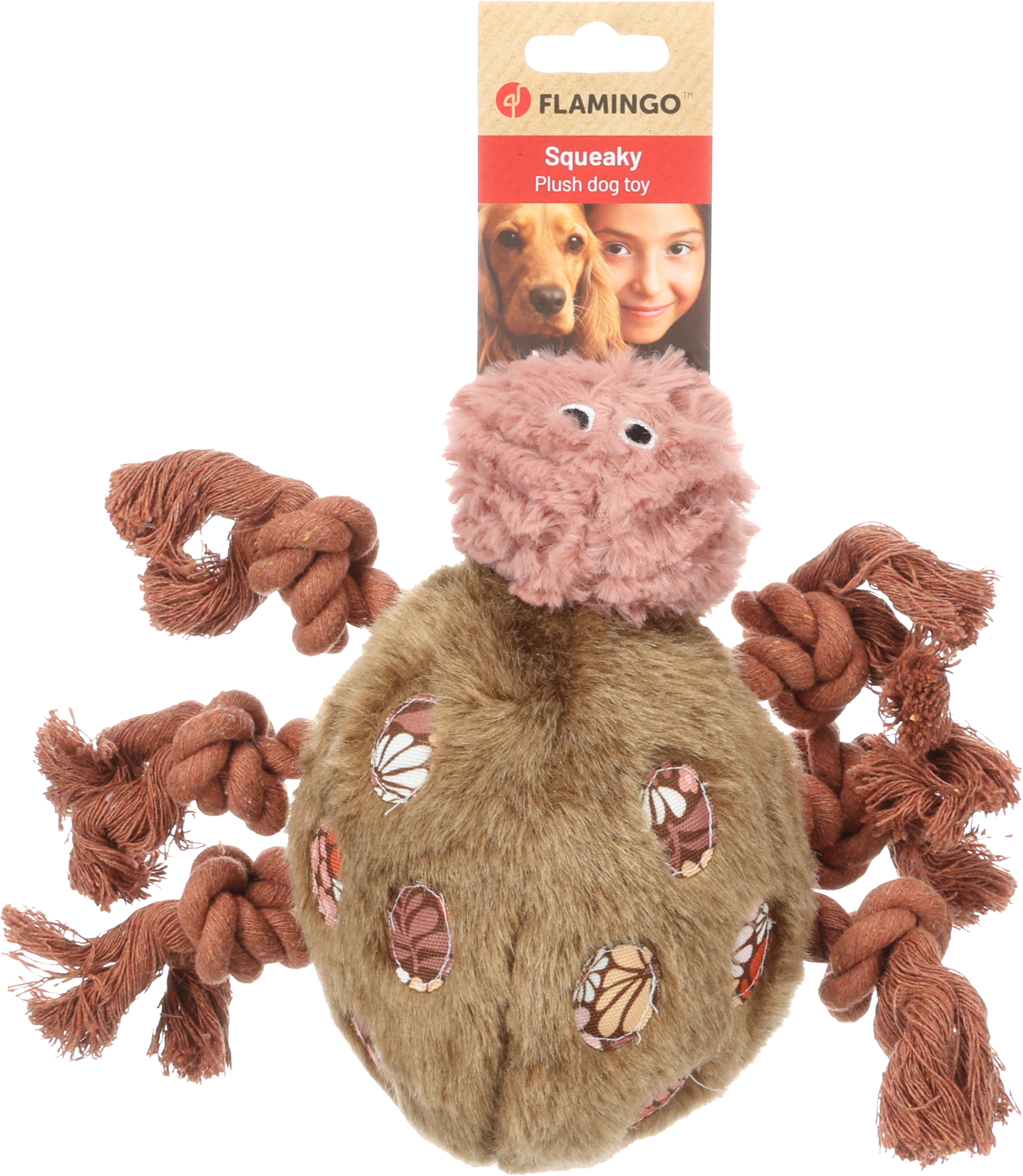 Flamingo Toy Rozette Turtle with rope Pink