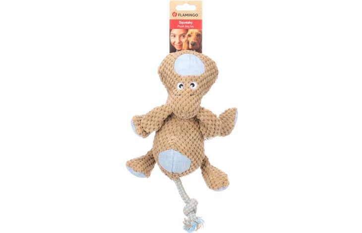 Flamingo Toy Krops Hippopotamus with rope Brown