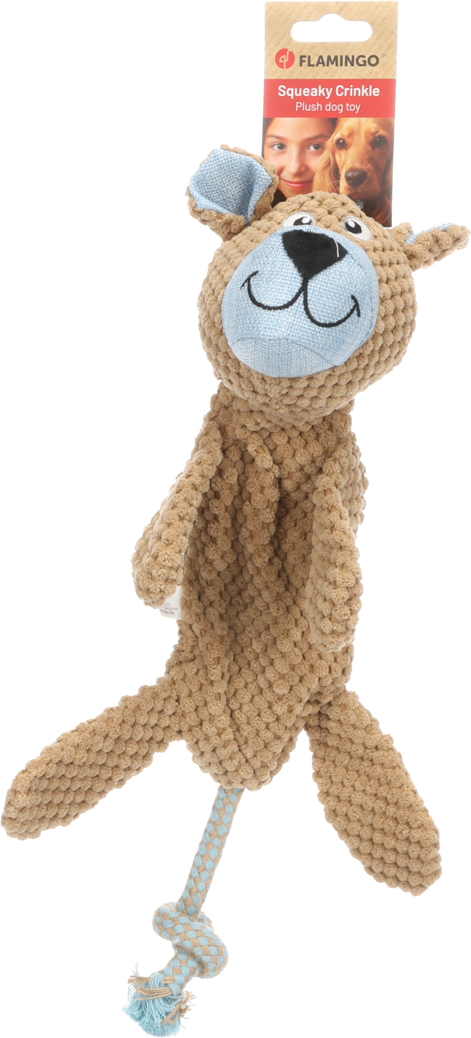 Flamingo Toy Krops Dog with rope Brown