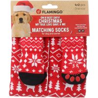 Flamingo Kerst bijpassende sokken Keysa Rood
