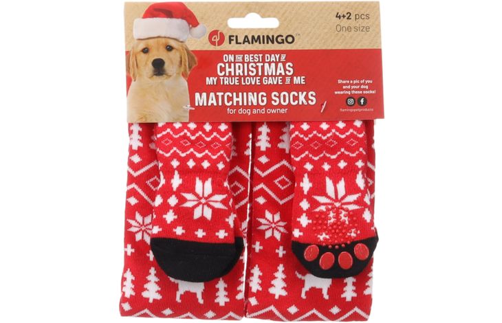 Flamingo Kerst bijpassende sokken Keysa Rood