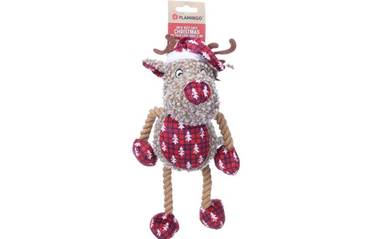 Flamingo Kerst Speelgoed lange poten Krola Rendier & Touw Bruin