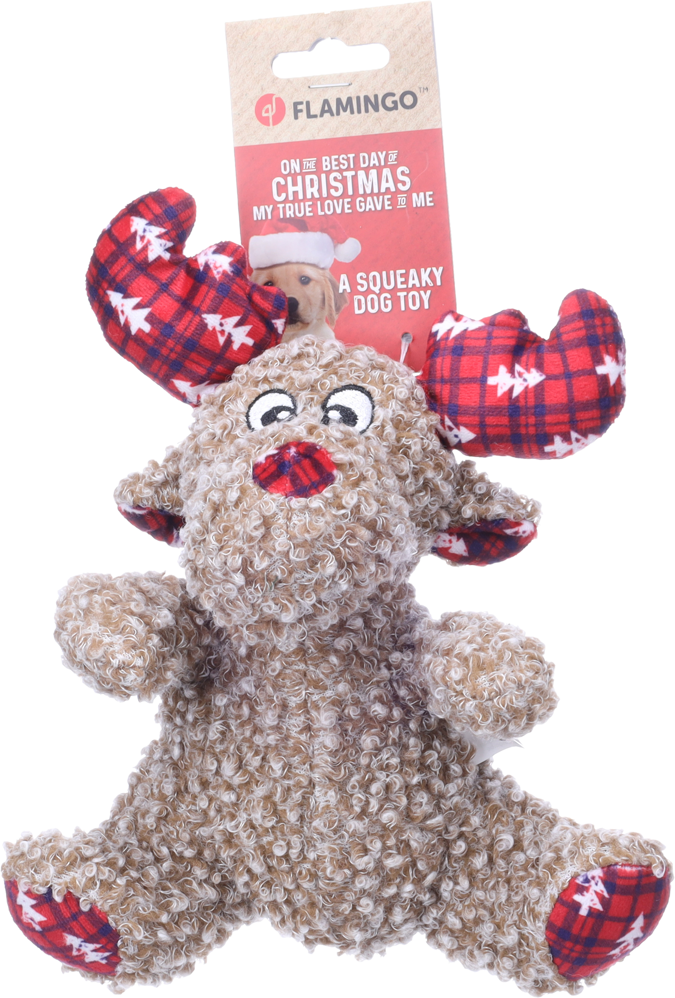 Flamingo Christmas Toy sitting Krola Reindeer Brown