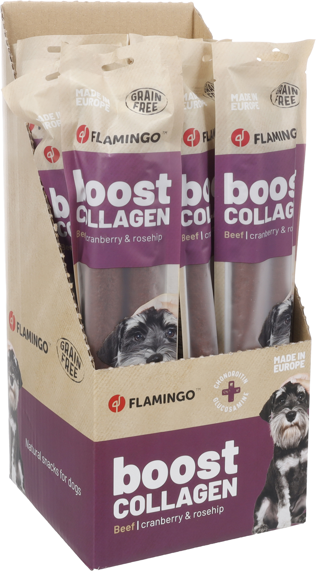Flamingo Snacks Boost Sausage with beef & collagen 