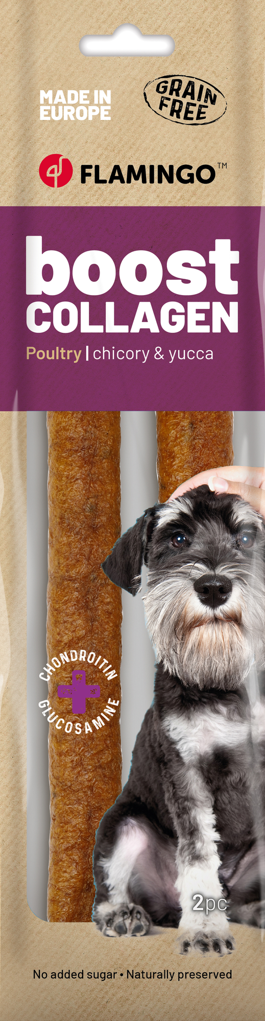 Flamingo Snacks Boost Sausage with chicken & collagen 