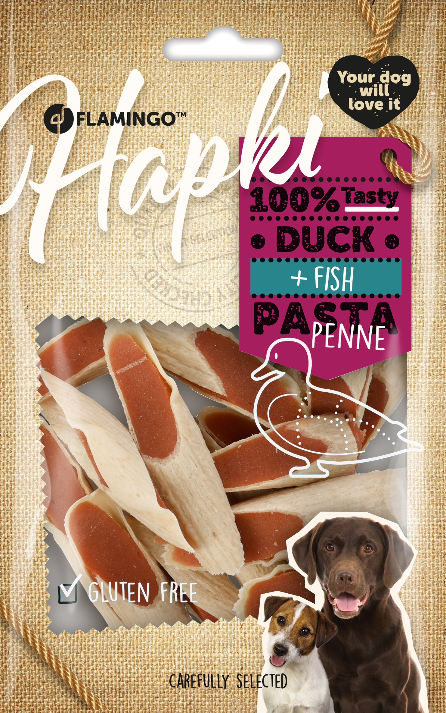 Flamingo Snacks Hapki Penne with duck & fish 