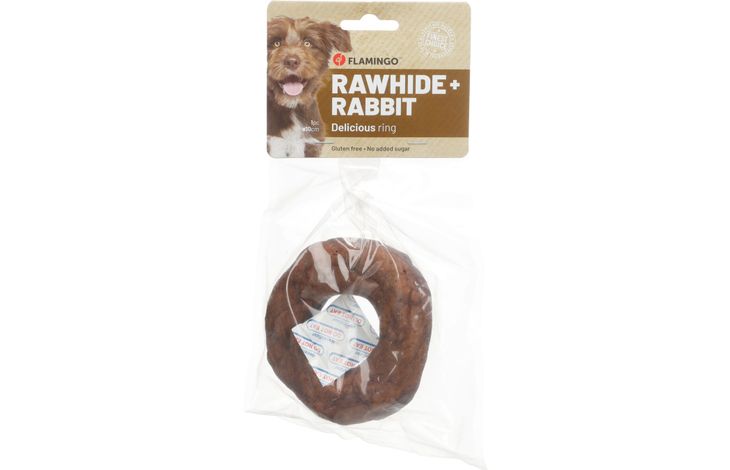 Flamingo Snacks R'hide Ring  with rabbit 10cm 110g