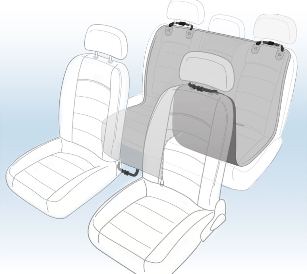 Flamingo Car seat cover Essenza Can be split in two Hammock model Back seat (of the car) Black