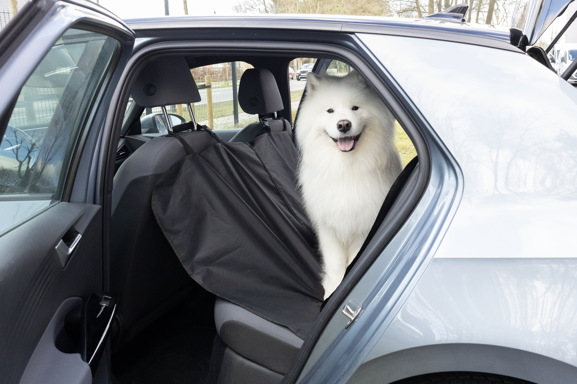 Flamingo Car seat cover Essenza Can be split in two Hammock model Back seat (of the car) Black