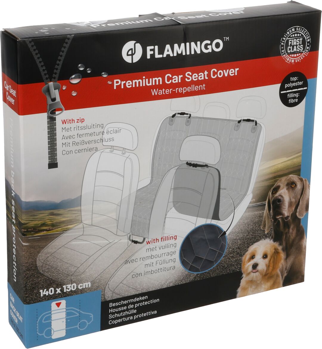 Flamingo Car seat cover Elite Can be split in two Hammock model Back seat (of the car) Black