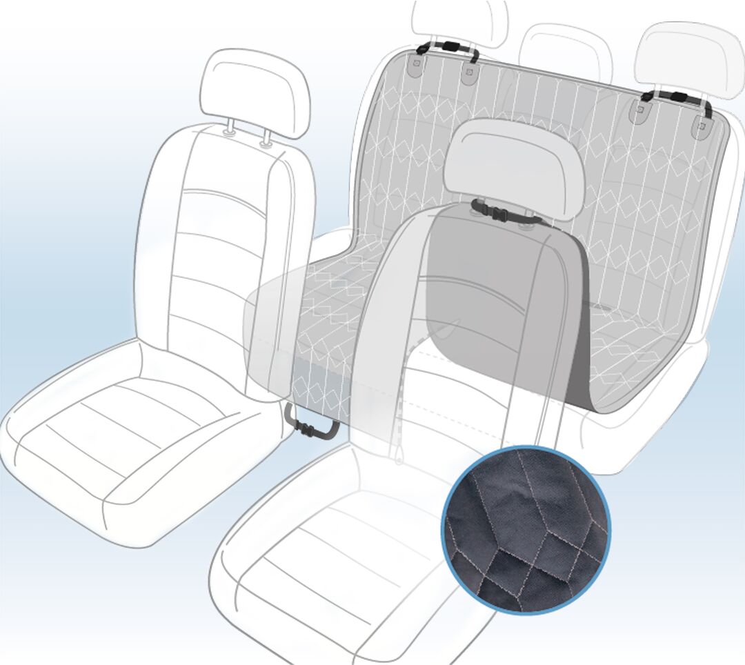 Flamingo Car seat cover Elite Can be split in two Hammock model Back seat (of the car) Black