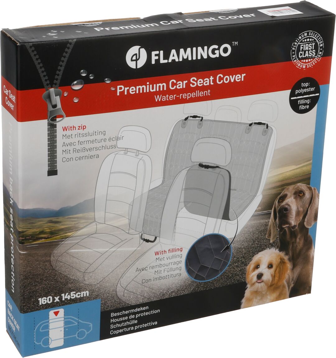 Flamingo Car seat cover Elite Can be split in two Hammock model Back seat (of the car) Black