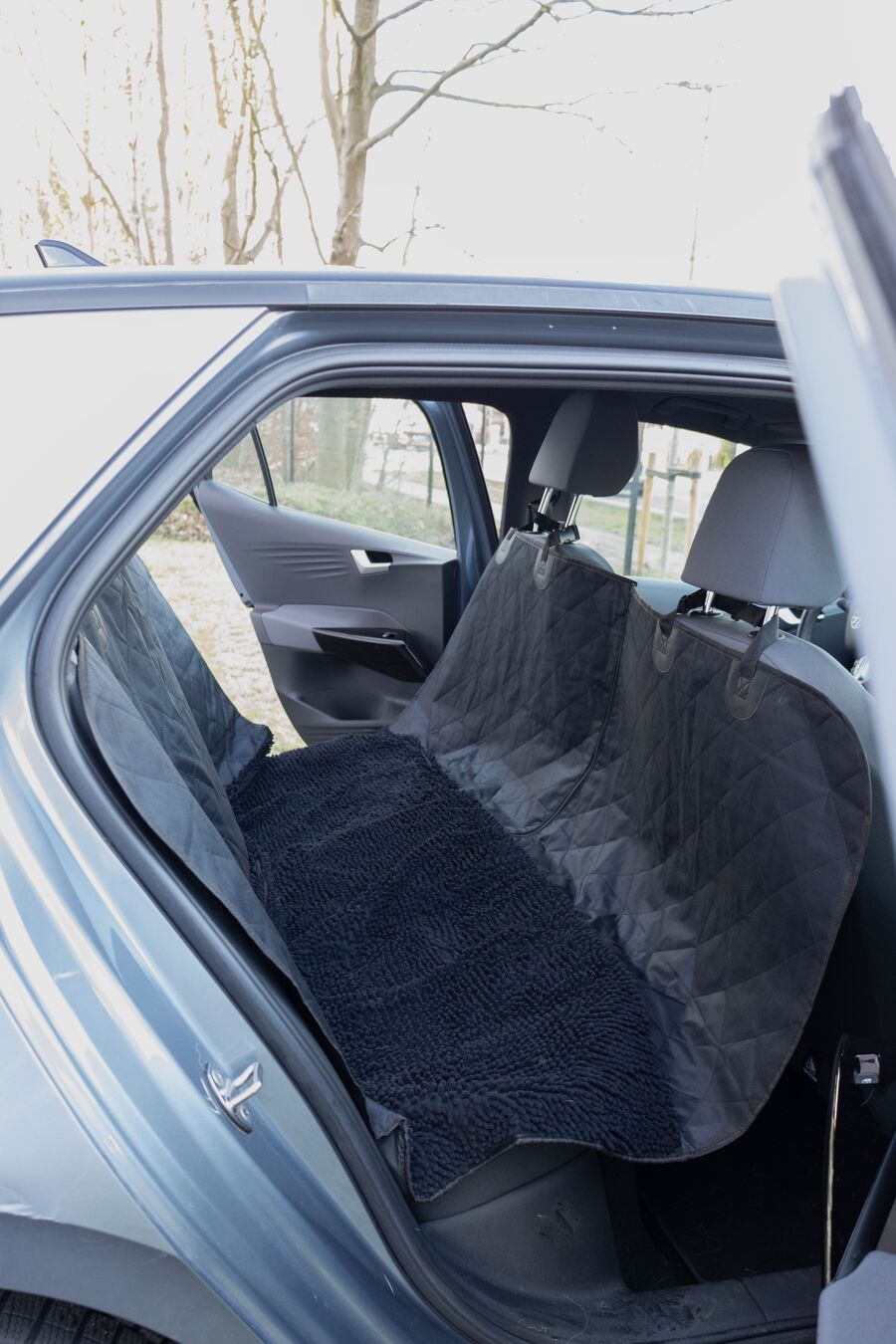Flamingo Car seat cover Heary Can be split in two Hammock model Back seat (of the car) Black