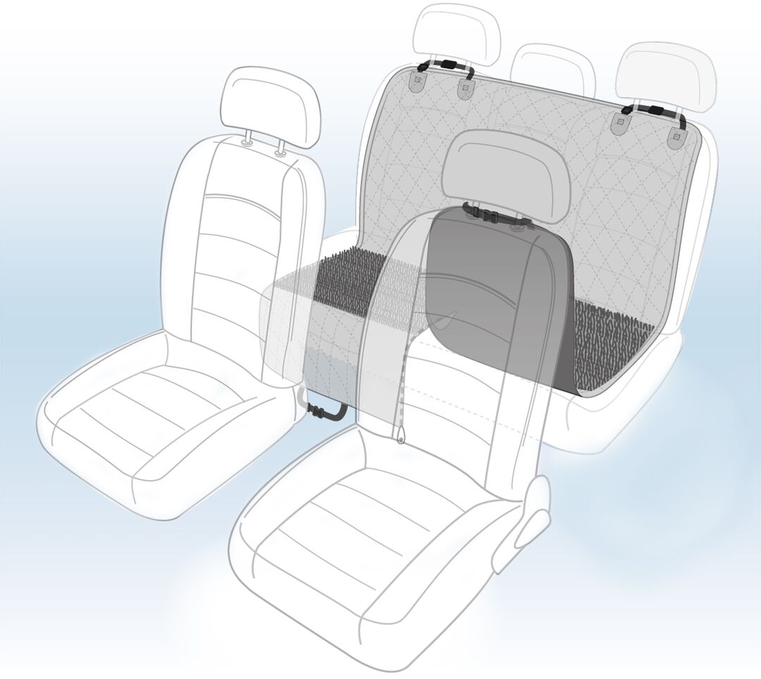 Flamingo Car seat cover Heary Can be split in two Hammock model Back seat (of the car) Black