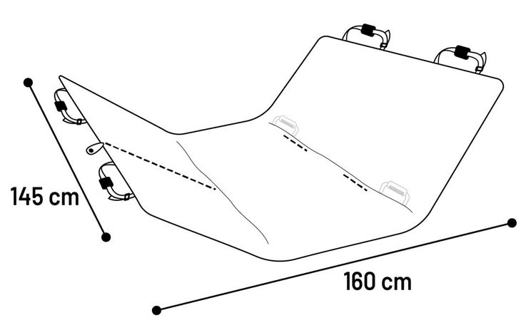 Flamingo Car seat cover Heary Can be split in two Hammock model Back seat (of the car) Black