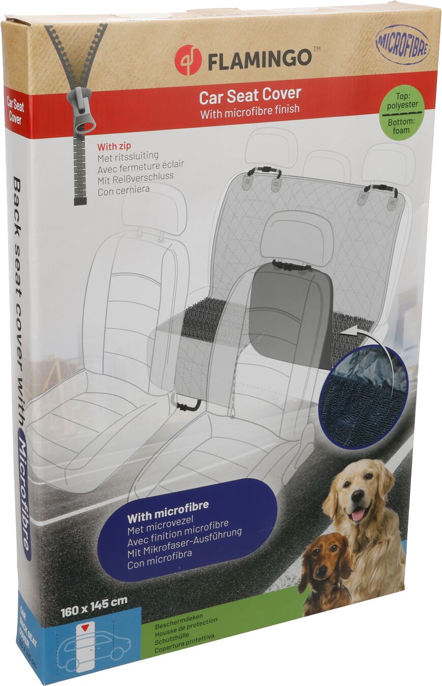 Flamingo Car seat cover Heary Can be split in two Hammock model Back seat (of the car) Black
