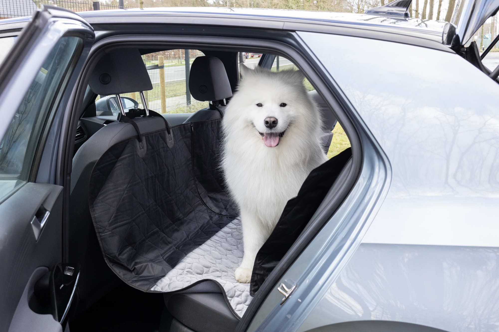 Flamingo Car seat cover Breazy Can be split in two Hammock model Back seat (of the car) Black