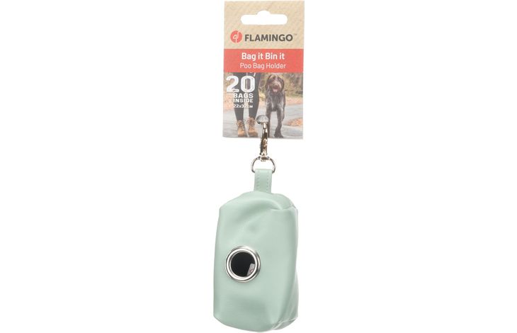 Flamingo Poop bag dispenser Purva Green