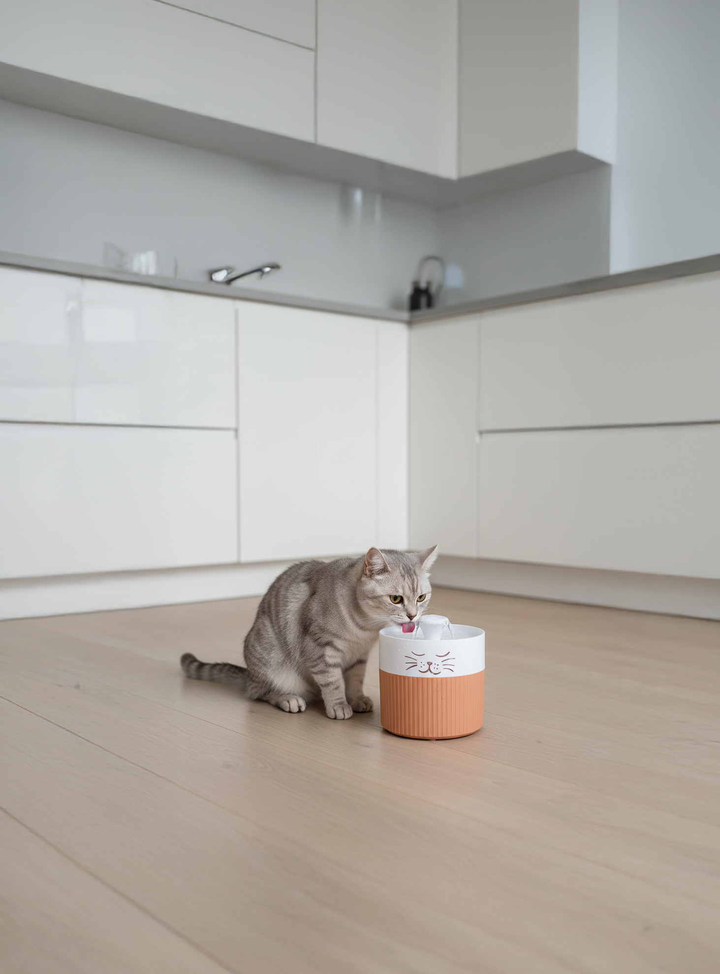 Flamingo Drinking fountain Mali Round Terracotta & White