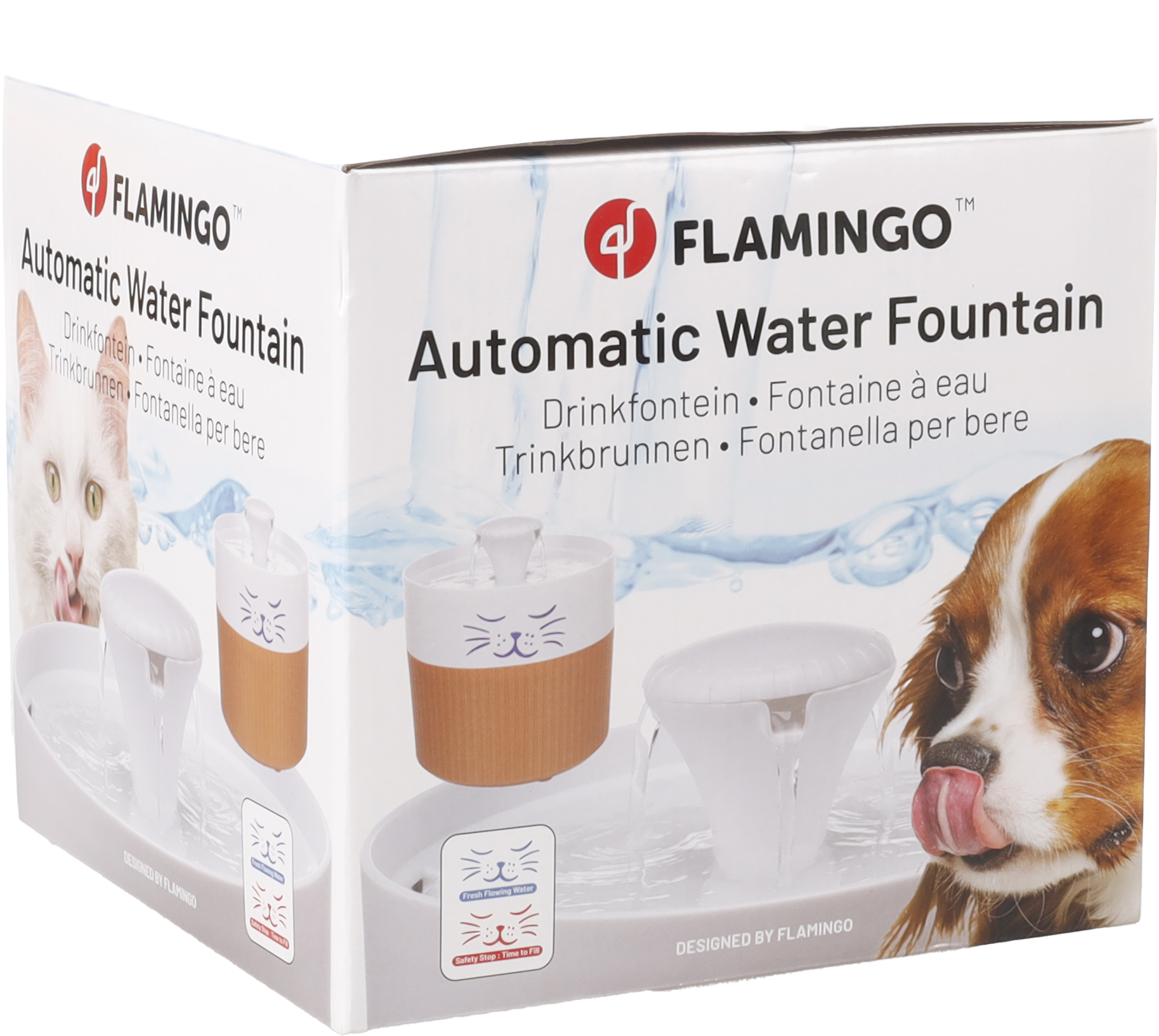 Flamingo Drinking fountain Mali Round Terracotta & White