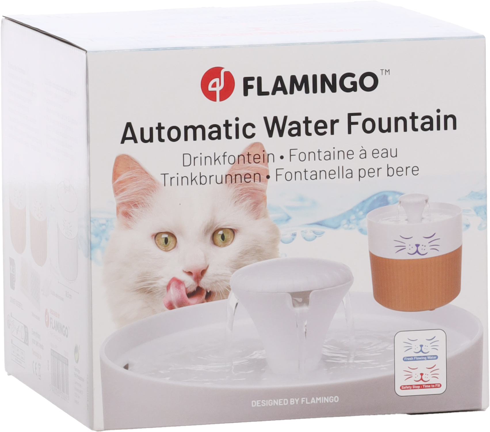 Flamingo Drinking fountain Mali Round Terracotta & White