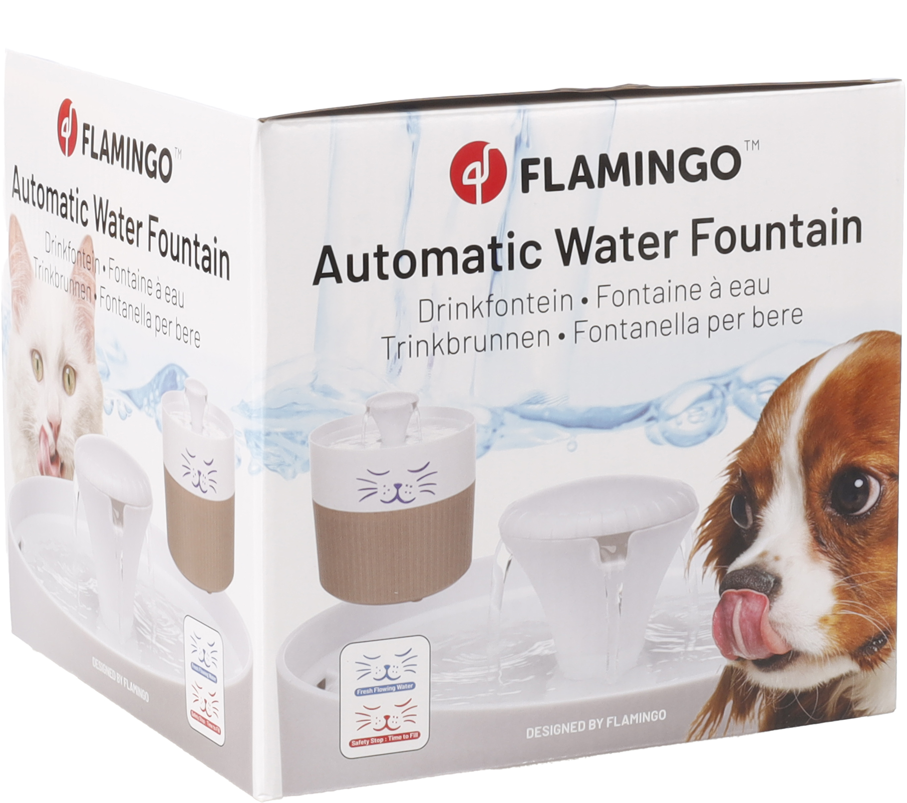 Flamingo Drinking fountain Mali Round Taupe & White