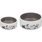 Feeding and drinking bowl Ulan Round White & Grey