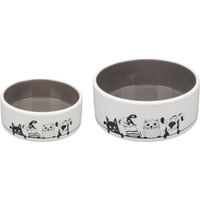 Flamingo Ciotola per cibo e acqua Ulan Rotondo Bianco & Grigio