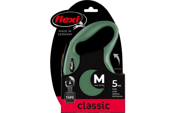 Flexi Flexi Guinzaglio retrattile Classic Fettuccia Verde oliva