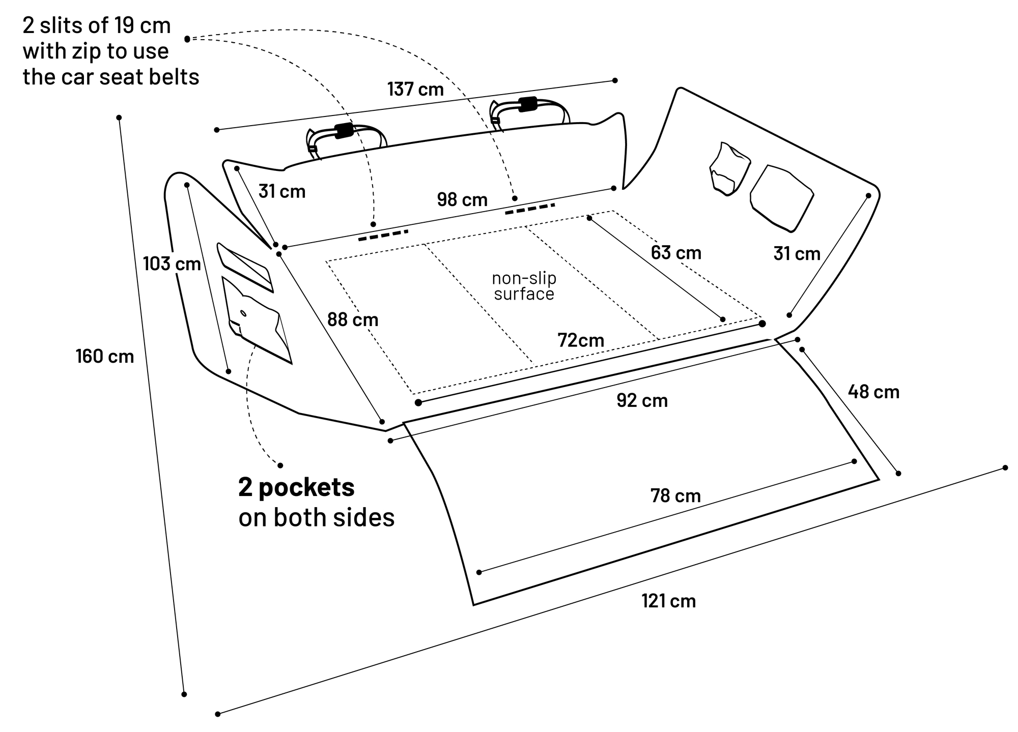 Flamingo Coprisedili per auto Aiko Bagagliaio Nero