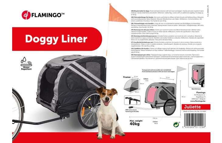 Flamingo Bicycle trailer Juliette Grey & Black