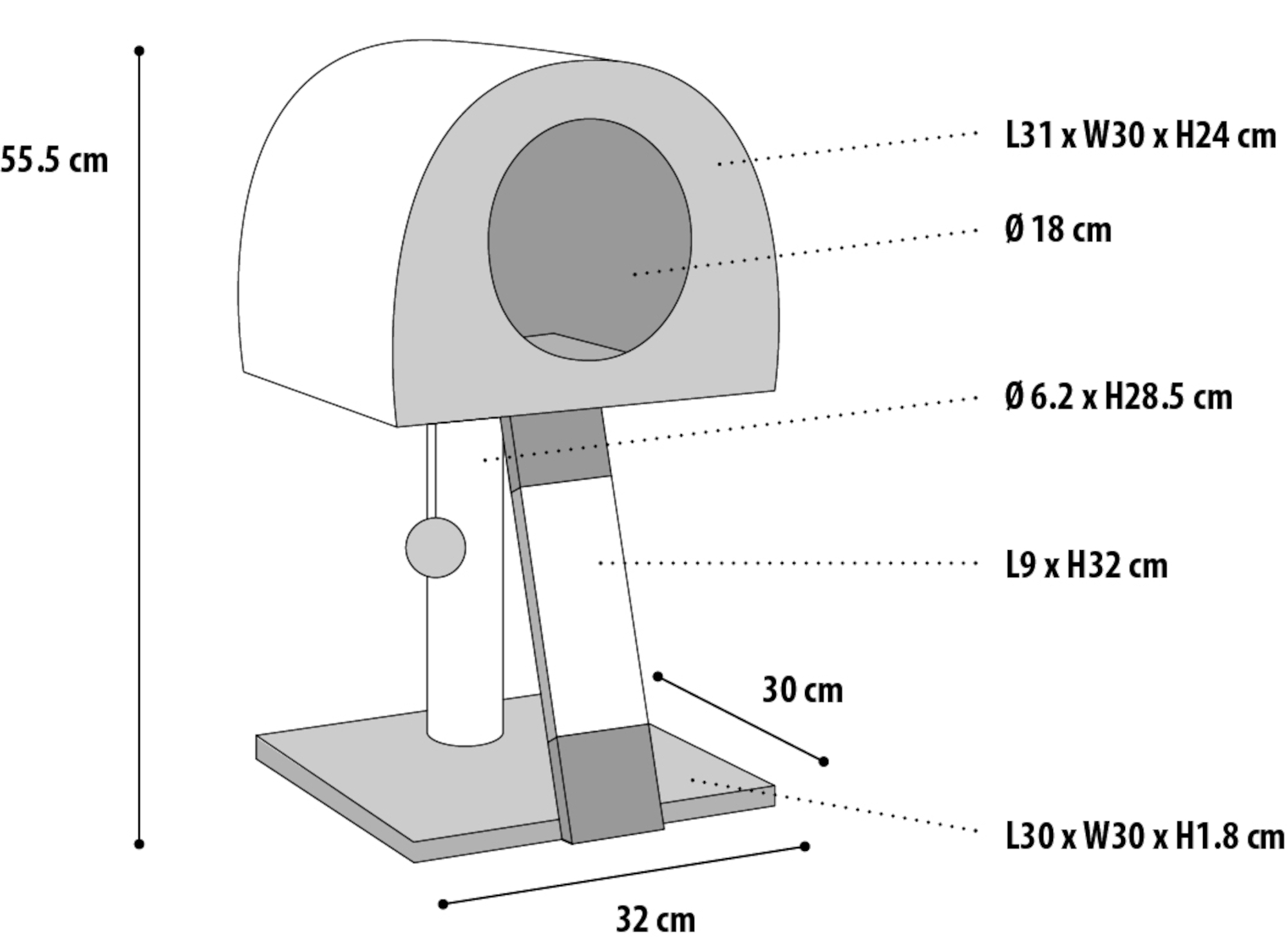 Flamingo Arbre à chat Vallonet 4 Gris & Bleu & Écru