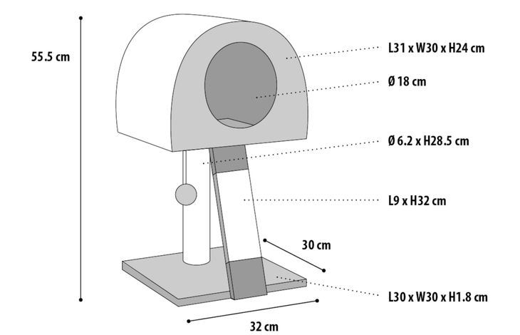 Flamingo Arbre à chat Vallonet 4 Gris & Bleu & Écru