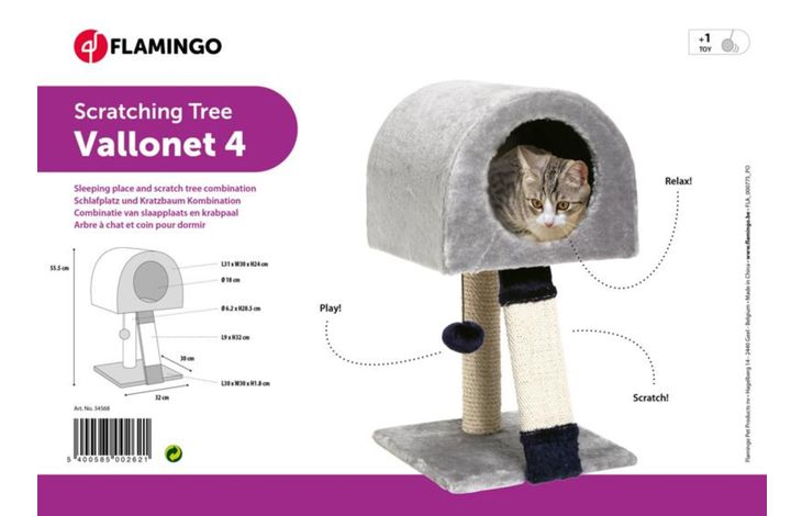 Flamingo Arbre à chat Vallonet 4 Gris & Bleu & Écru