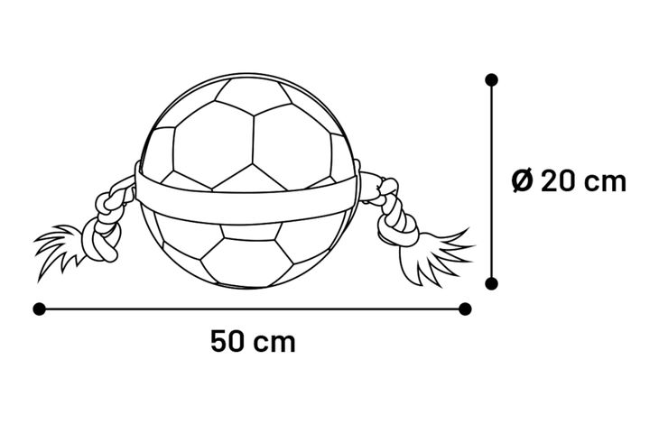 Flamingo Spielzeug Matchball Fußball mit Seil Weiß & Schwarz