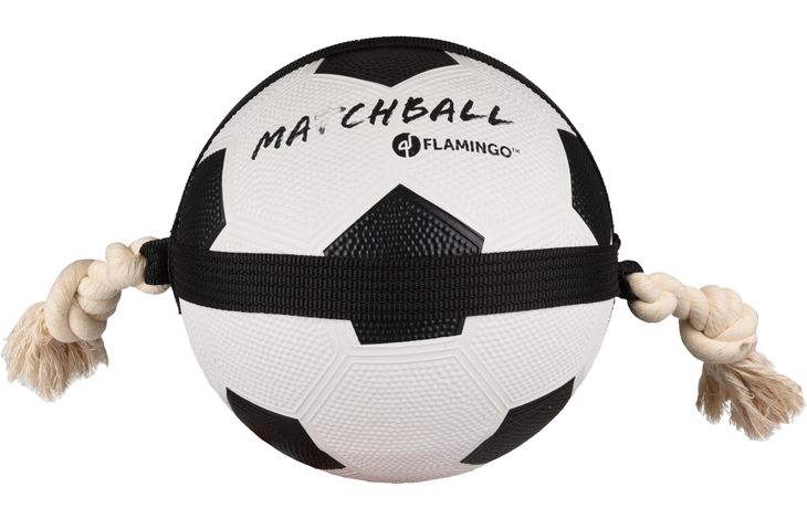 Flamingo Speelgoed Matchball Voetbal met touw Wit & Zwart
