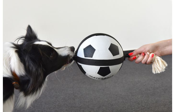 Flamingo Speelgoed Matchball Voetbal met touw Wit & Zwart