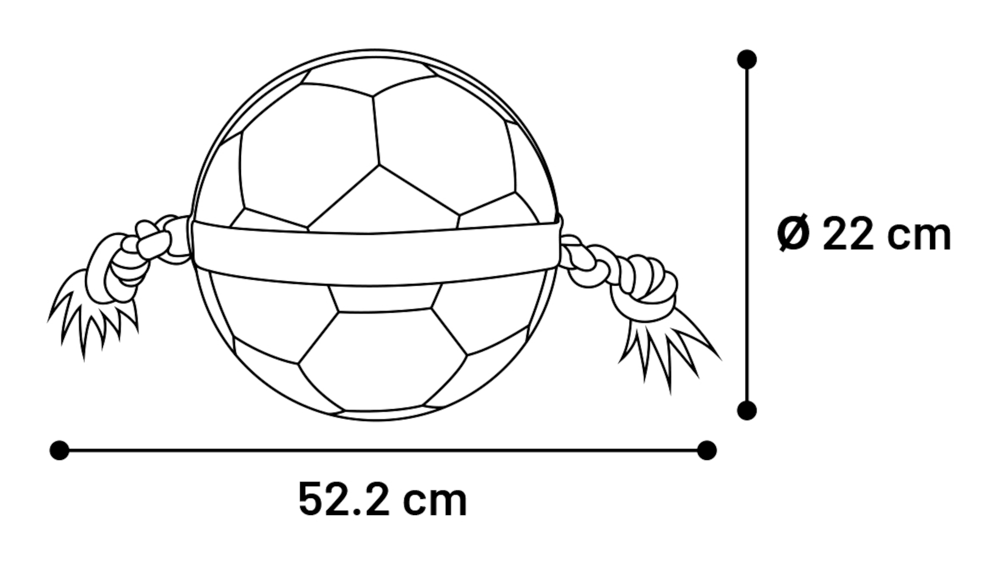 Flamingo Toy Matchball Football with rope White & Black