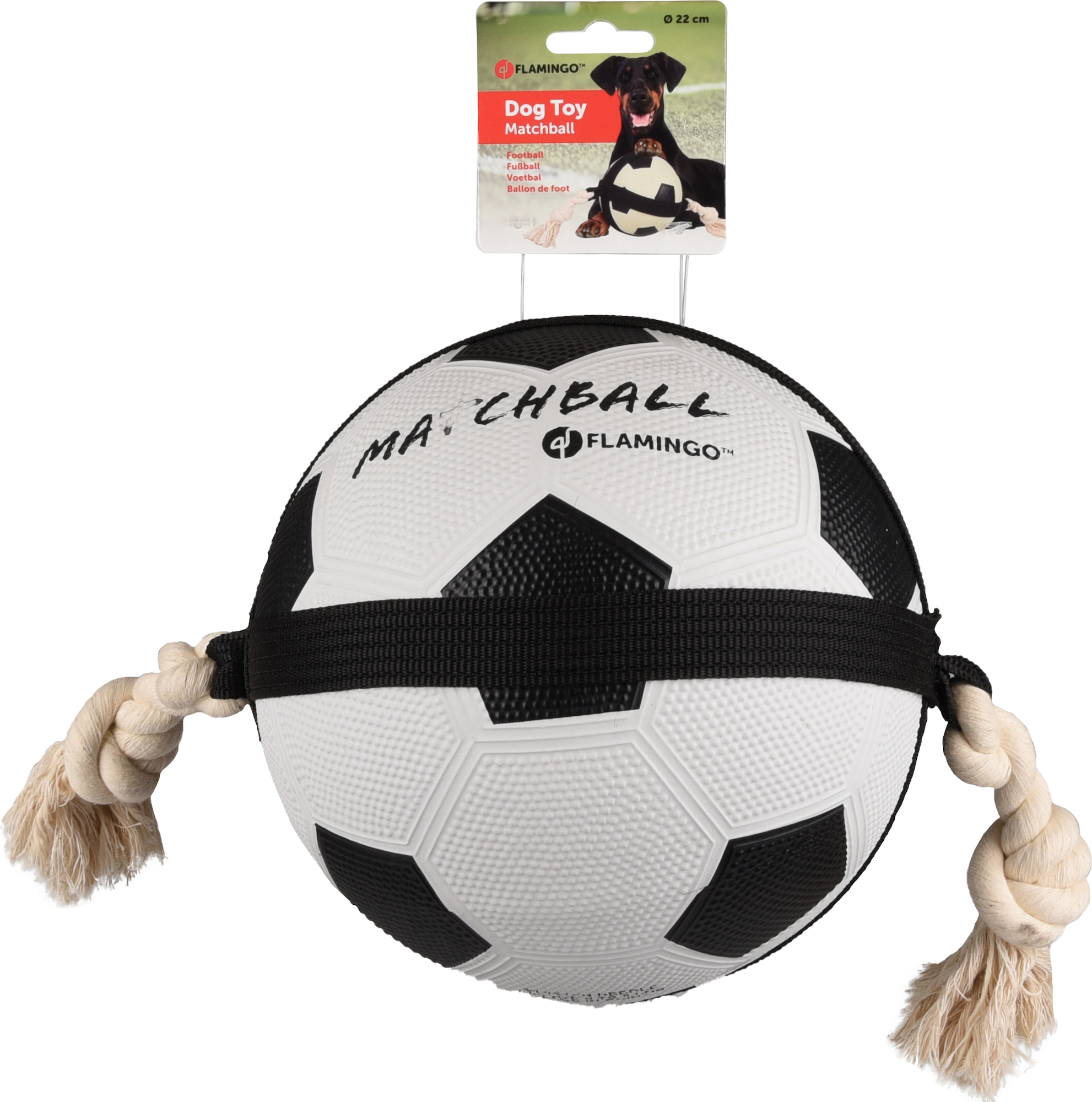 Flamingo Toy Matchball Football with rope White & Black