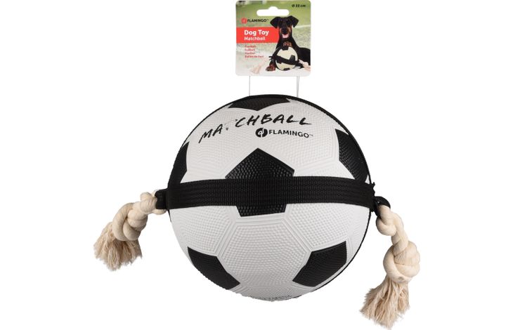 Flamingo Speelgoed Matchball Voetbal met touw Wit & Zwart
