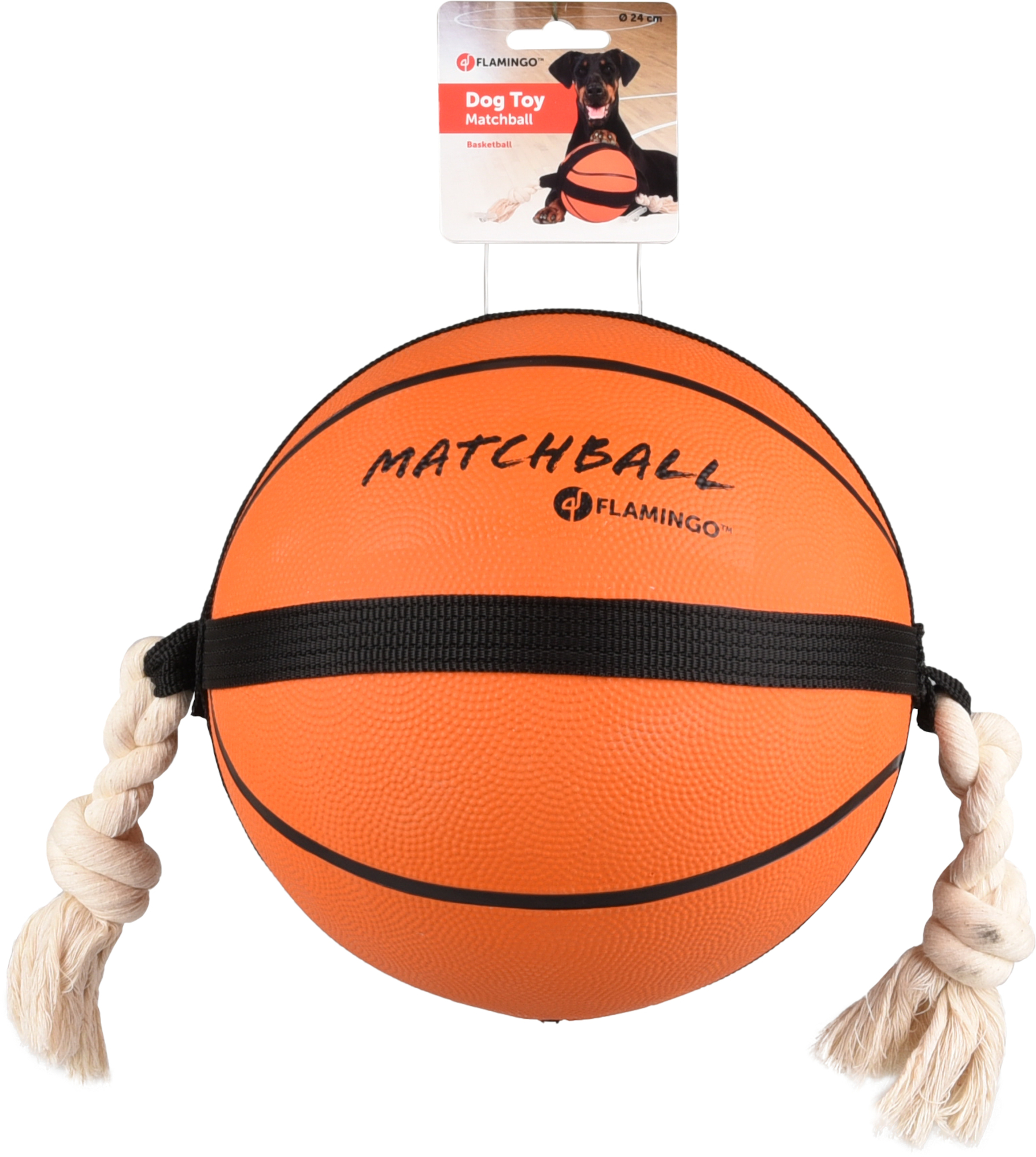 Flamingo Toy Matchball Basketball with rope Orange