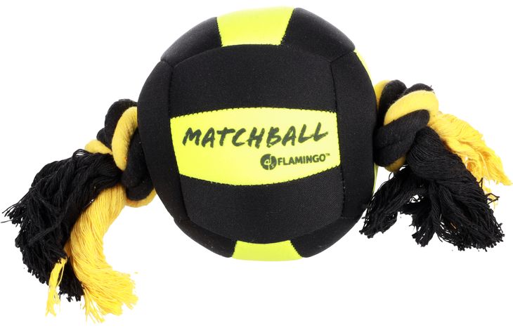 Flamingo Speelgoed Matchball Bal Aqua Met touw Zwart Geel