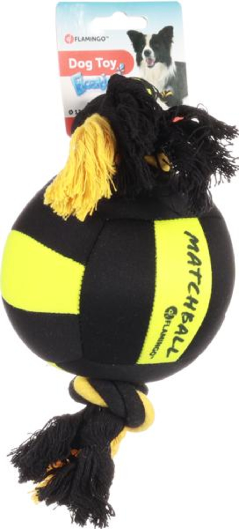 Flamingo Toy Matchball Aqua Ball with rope Black & Yellow