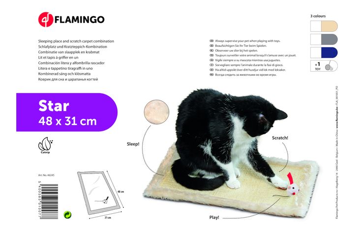 Flamingo Krabmat Star Rechthoekig Meerdere kleuren