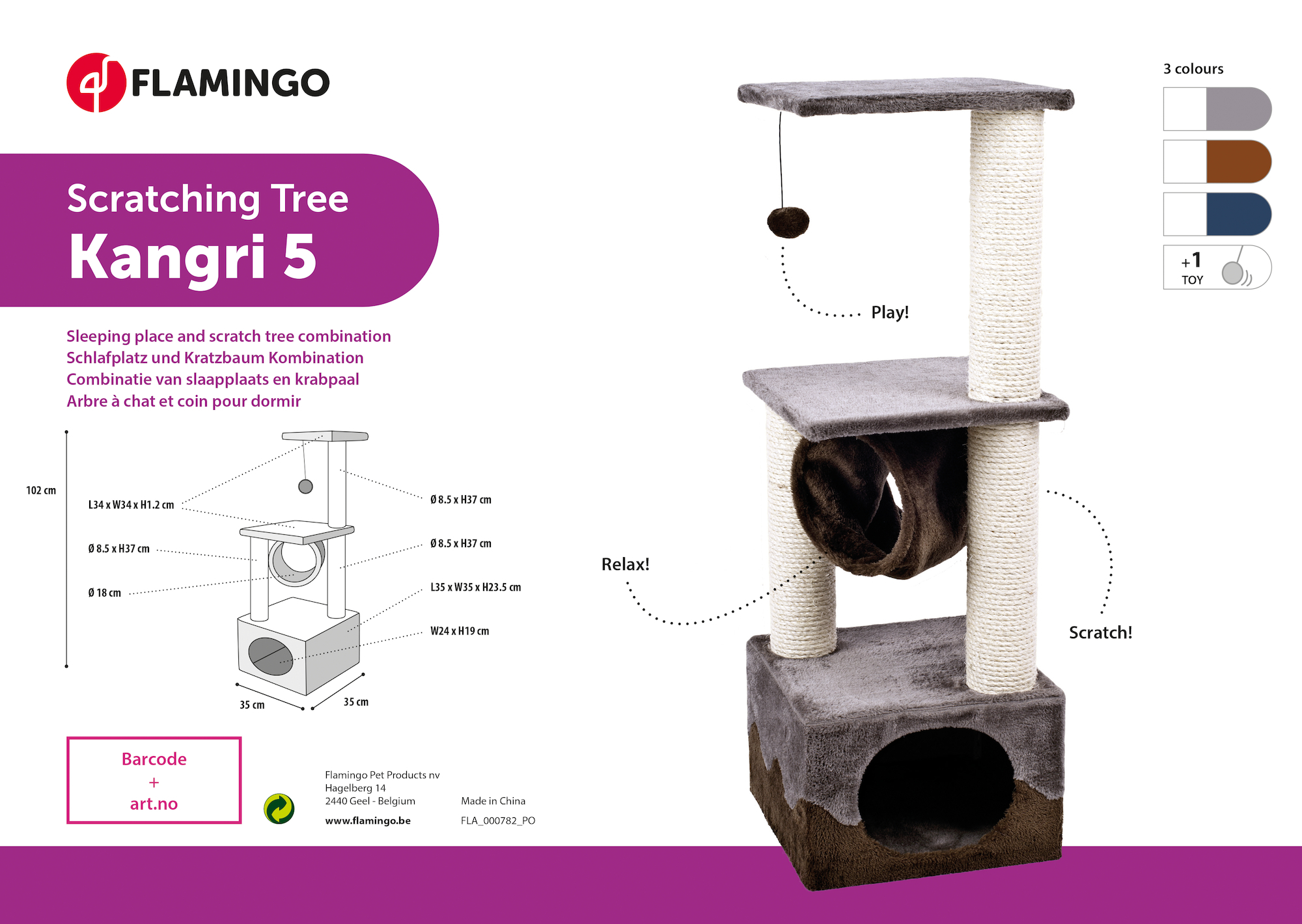 Flamingo Kratzbaum Kangri 5 Grau & Braun