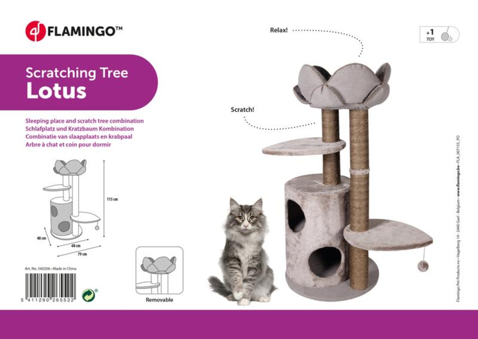 Flamingo Arbre à chat Lotus Brun