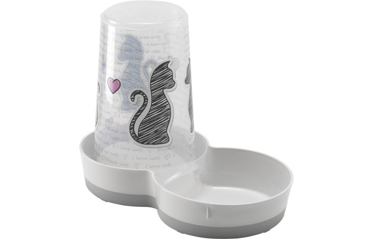 Flamingo Automatic food and water dispenser Cats in love Grey & White